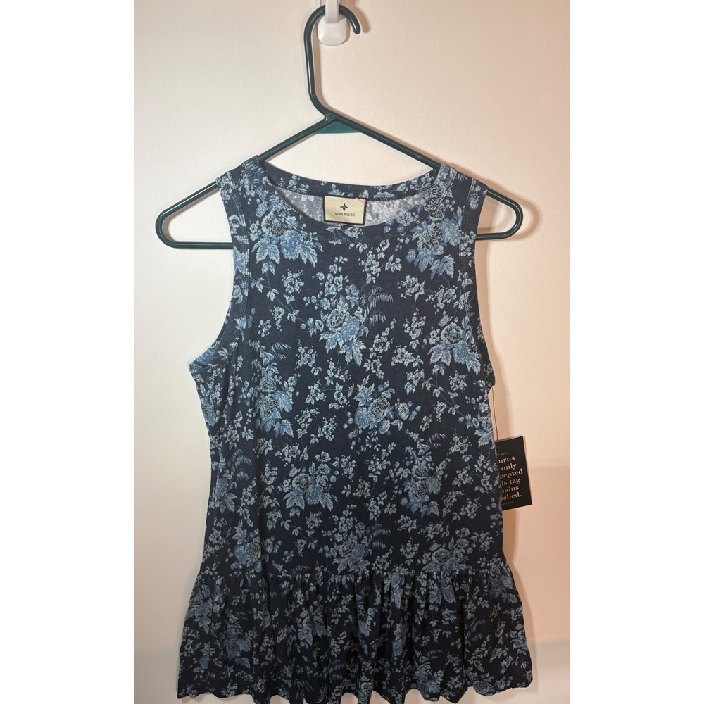 NWT Tuckernuck Twilight Garden Clark Dress Medium M Blue Floral Mini Ruffle